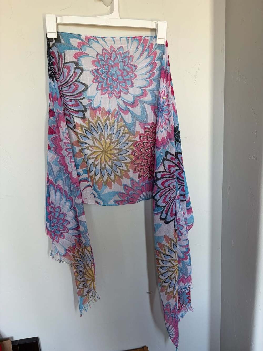 Kaffe Fassett Floral Print Fringed Lightweight Scarf
